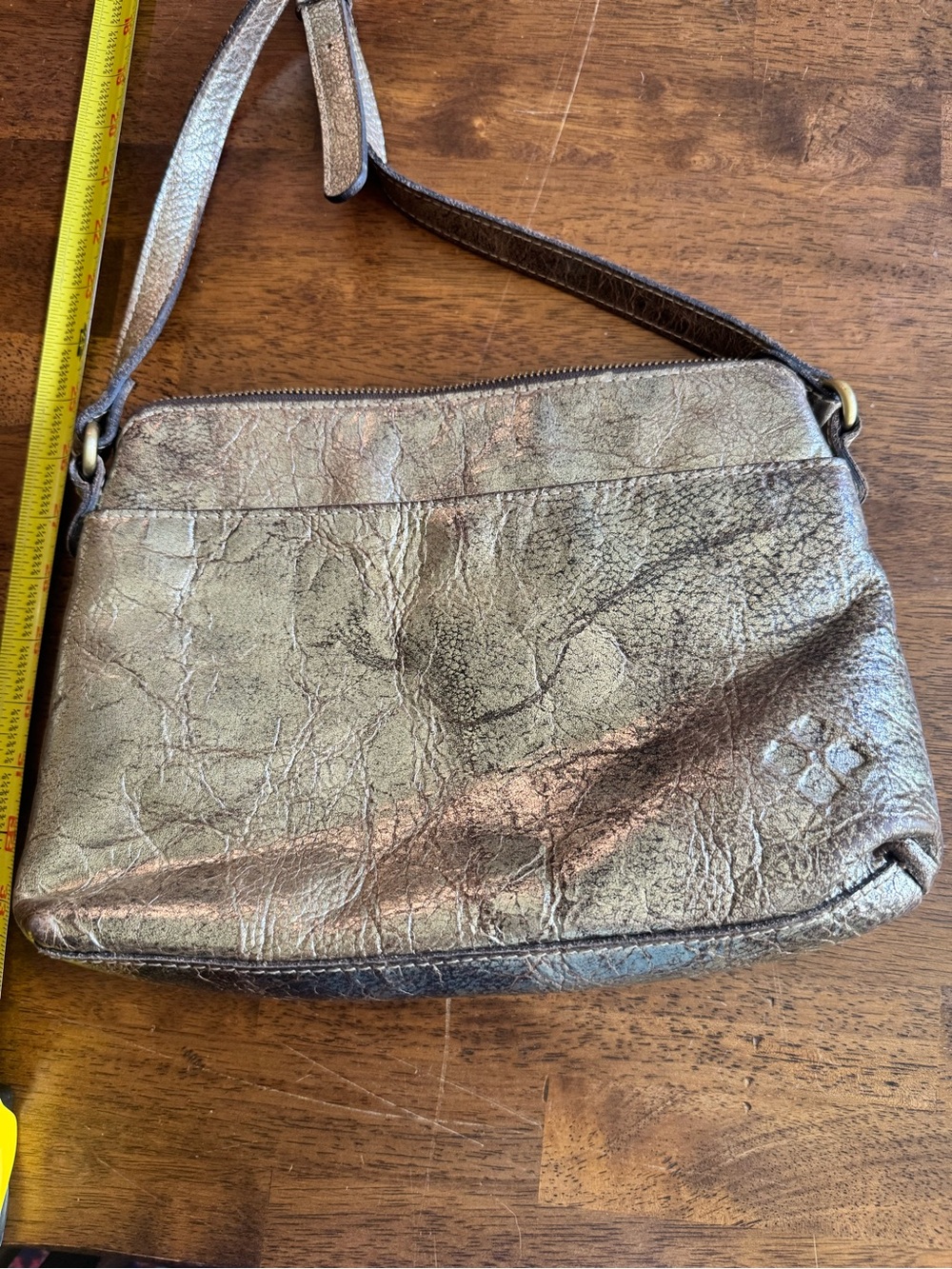 Patricia Nash Avellino Crossbody metallic gold leather crackle - Picture 6 of 11